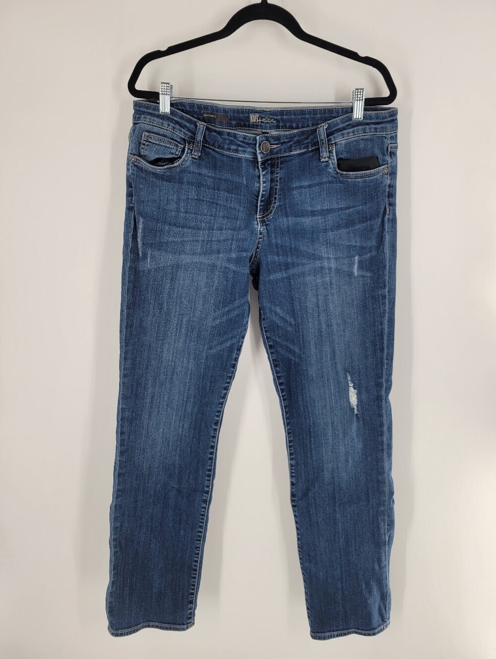 Kut from the Kloth Boyfriend Straight Leg Jeans in Dark Blue Wash Size 14